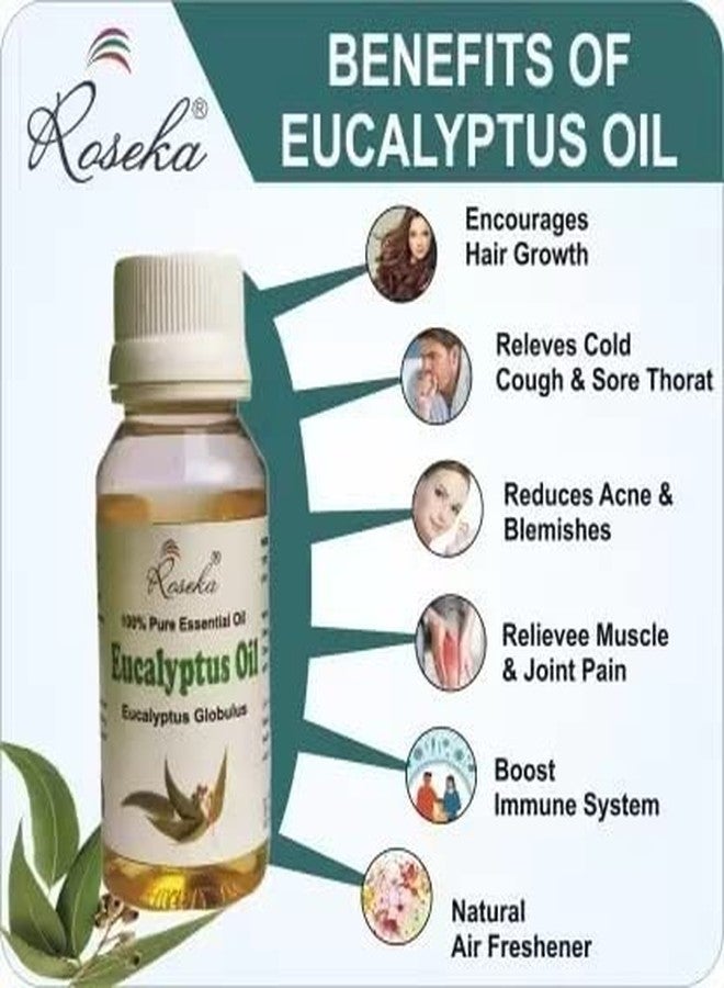 Roseka Natural Eucalyptus Essential Oil For Hair Relieves Cold Acne & Joint Pains (100 ml) - Image 5