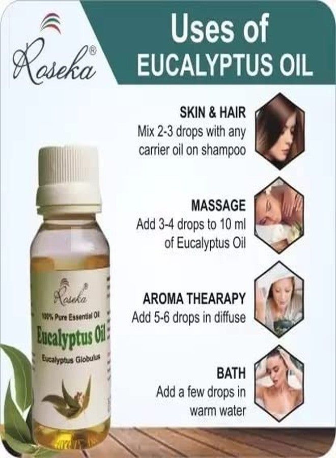 Roseka Natural Eucalyptus Essential Oil For Hair Relieves Cold Acne & Joint Pains (100 ml) - Image 4
