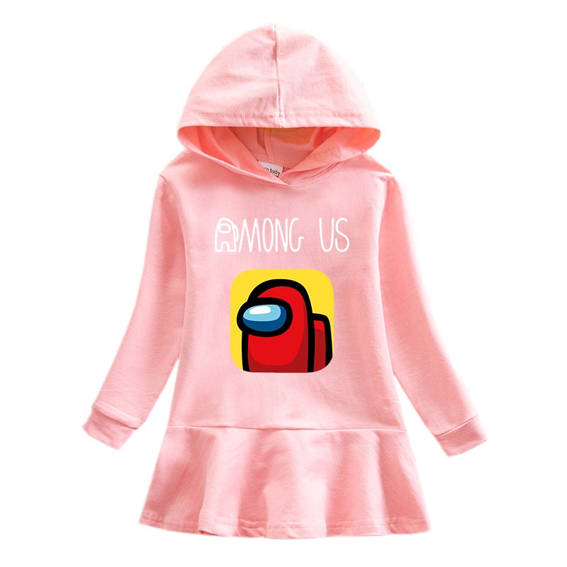 2023 Among Us Children'S Hooded Sweatshirt Dress Cartoon Girl Baby Western Style Dress - Image 5