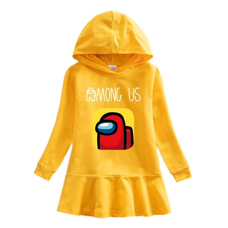 2023 Among Us Children'S Hooded Sweatshirt Dress Cartoon Girl Baby Western Style Dress - Image 1