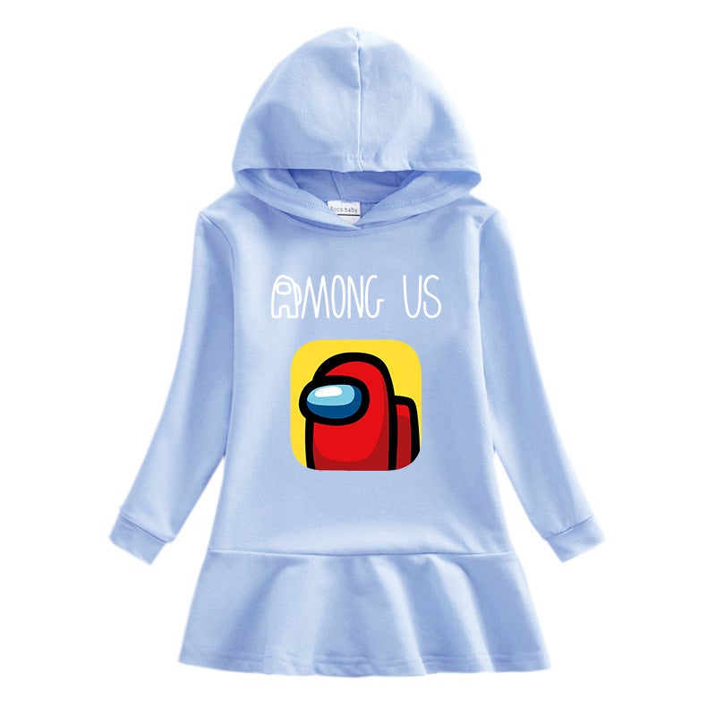 2023 Among Us Children'S Hooded Sweatshirt Dress Cartoon Girl Baby Western Style Dress - Image 2