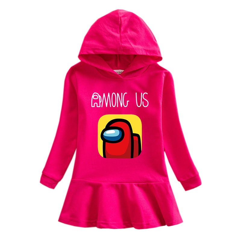 2023 Among Us Children'S Hooded Sweatshirt Dress Cartoon Girl Baby Western Style Dress - Image 3