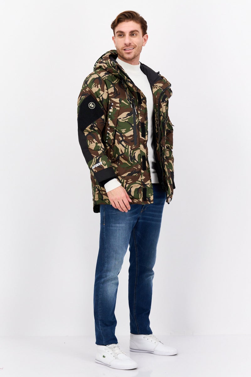 Aape By A Bathing Ape Men Camouflage Puffer Jacket, Olive Combo - Image 4