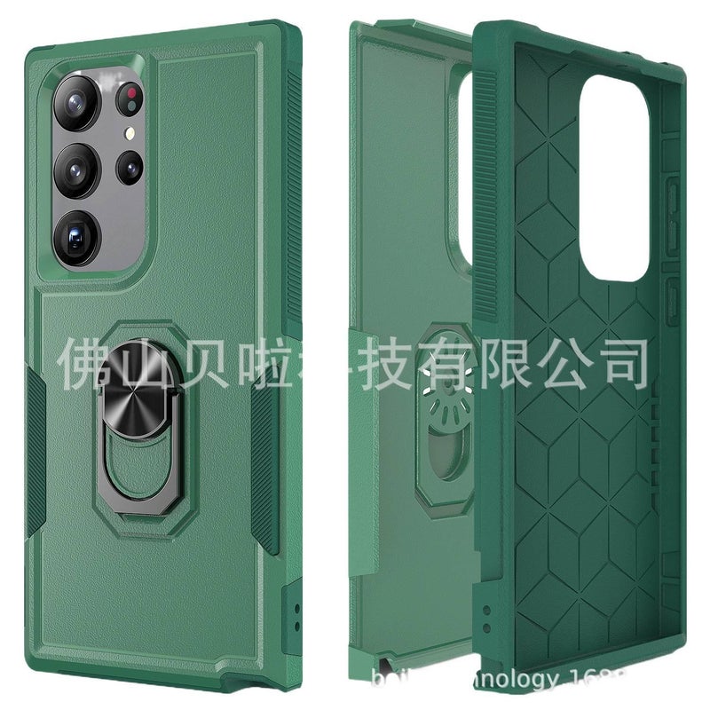 غطاء واقي، TPU حامل حلقة اثنان في واحد، أخضر، مقاوم للصدمات لـ Samsung S25 Ultra / Samsung S25 من مادة TPU باللون الأخضر للتنقل اليومي سهل التخزين للاستخدام الخارجي - Image 1