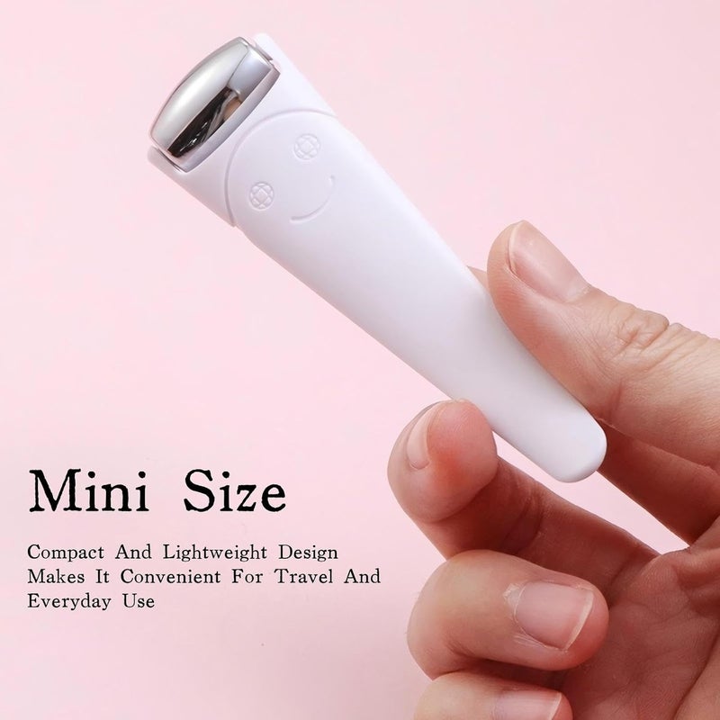 KINTEGOOD Mini Ice Roller for Face and Eyes, Portable Stainless Steel Facial Massage Tool with Cream Spoon for Travel, Dark Circles and Puffiness Relief, White - Image 4