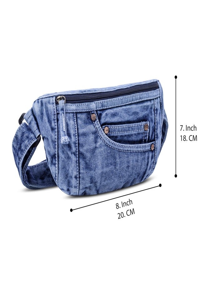 ZAINTO® Premium Denim Fanny Pack | Upcycled Waist Bag for Men & Women | Adjustable Slim Chest Bag | Eco-Friendly Lightweight Jeans Waist Pouch (Style 1) - Image 4