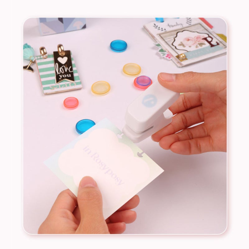 Mushroom Hole Punch: White Mini 3-Sheet Capacity - Built-In Scrap Collector, Easy Operation Paper Cutter for DIY Crafts, Office, Home Loose-Leaf Projects - Image 2