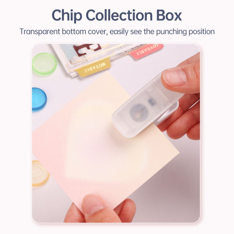 Mushroom Hole Punch: White Mini 3-Sheet Capacity - Built-In Scrap Collector, Easy Operation Paper Cutter for DIY Crafts, Office, Home Loose-Leaf Projects - Image 4