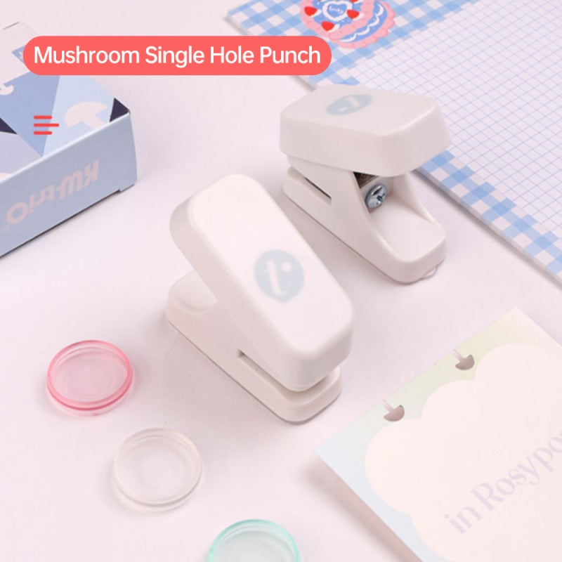 Mushroom Hole Punch: White Mini 3-Sheet Capacity - Built-In Scrap Collector, Easy Operation Paper Cutter for DIY Crafts, Office, Home Loose-Leaf Projects - Image 3