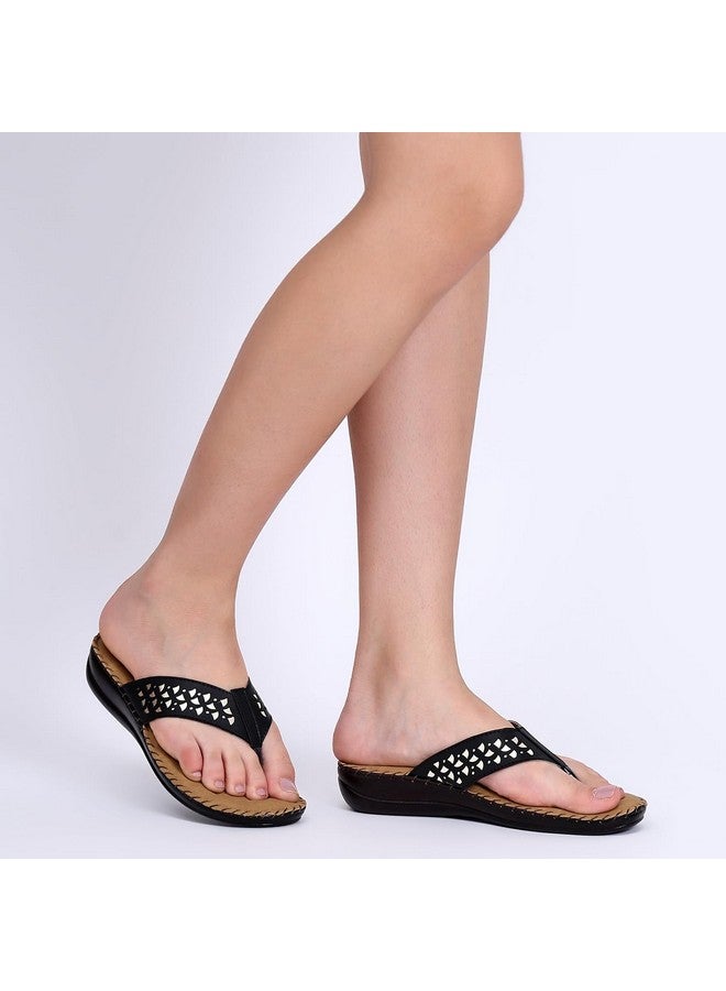 Trase شباشب ونعال نسائية من TRASE | حذاء دكتور أورثو المريح للنساء والفتيات | خفيف الوزن، نعل داخلي ناعم، مريح وأنيق | أحذية لمرضى السكري والعظام - أسود وذهبي، مقاس 7 المملكة المتحدة - Image 3