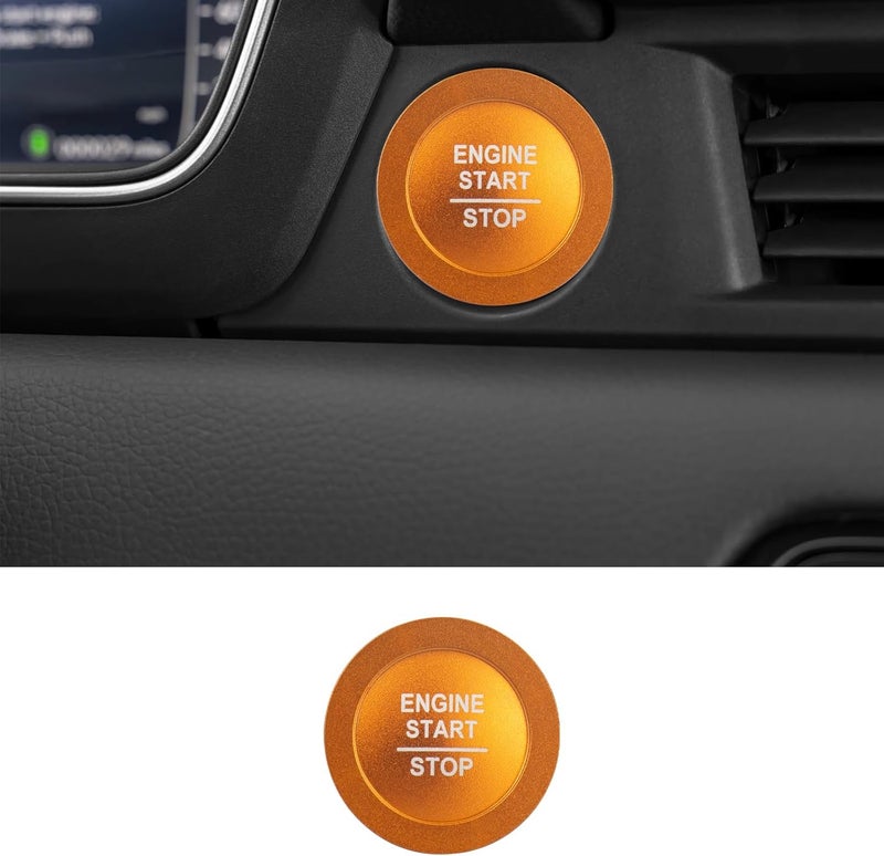 HDUFC Suitable for Honda Pilot 2023 2024 2025 Air Conditioning Control Volume Knob Adjustment Knob Cover, Start Button Cover/Ring, Car Interior Trim 6 Pieces/Set (Orange) - Image 4
