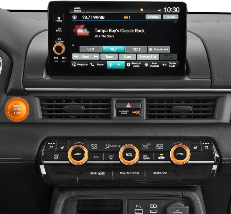 HDUFC Suitable for Honda Pilot 2023 2024 2025 Air Conditioning Control Volume Knob Adjustment Knob Cover, Start Button Cover/Ring, Car Interior Trim 6 Pieces/Set (Orange) - Image 5
