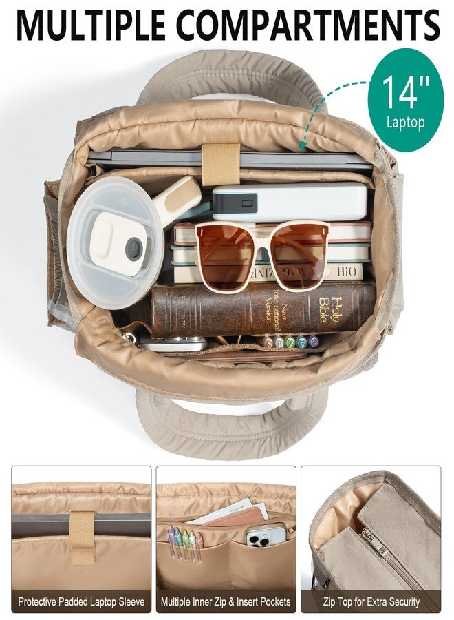 FLOE Large Bible Bag w/Bible Cover Case for Women, Puffer Bible Tote Bag Quilted Church Bag Book Carrying Case w/Shoulder Strap, Bible Study Supplies Journaling Kit Accessories Women Christian Easter Gift - Image 4