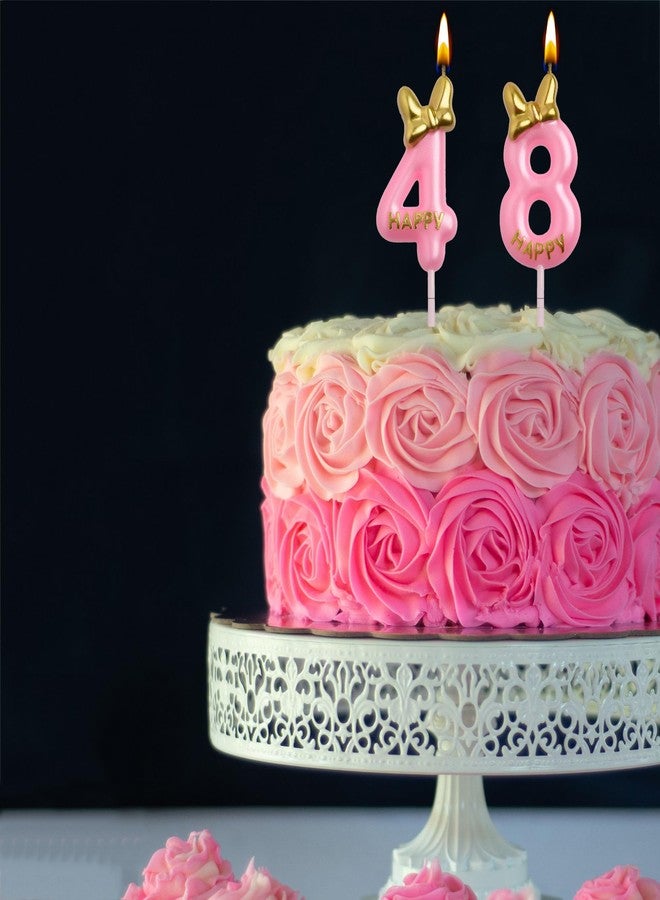AOOLADA 48th 84th Birthday Candles, Pink 84 48 Year Old Cake Topper Cute Number Birthday Candles, Birthday Party Decorations Gifts - Image 4
