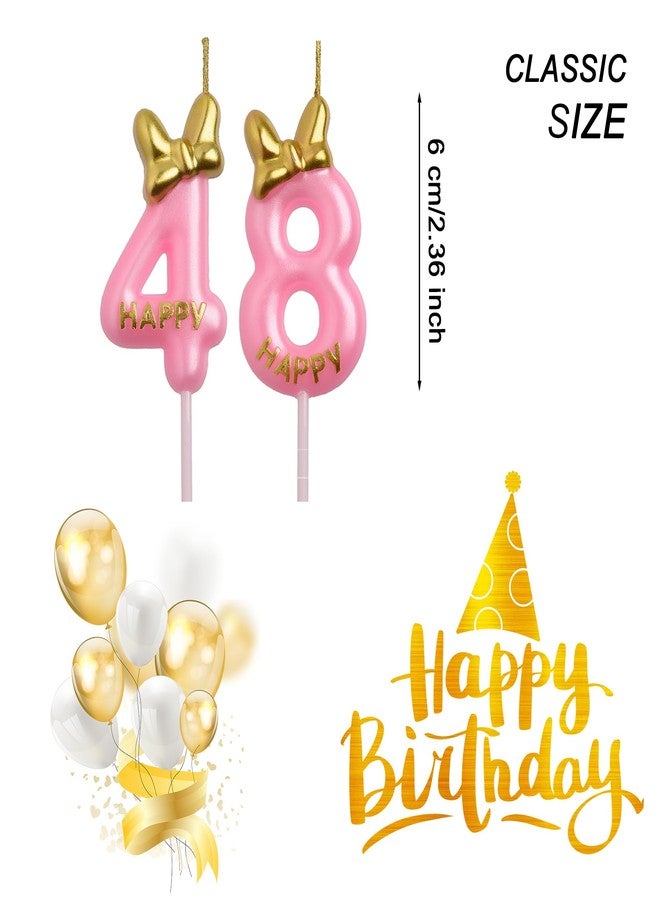 AOOLADA 48th 84th Birthday Candles, Pink 84 48 Year Old Cake Topper Cute Number Birthday Candles, Birthday Party Decorations Gifts - Image 2
