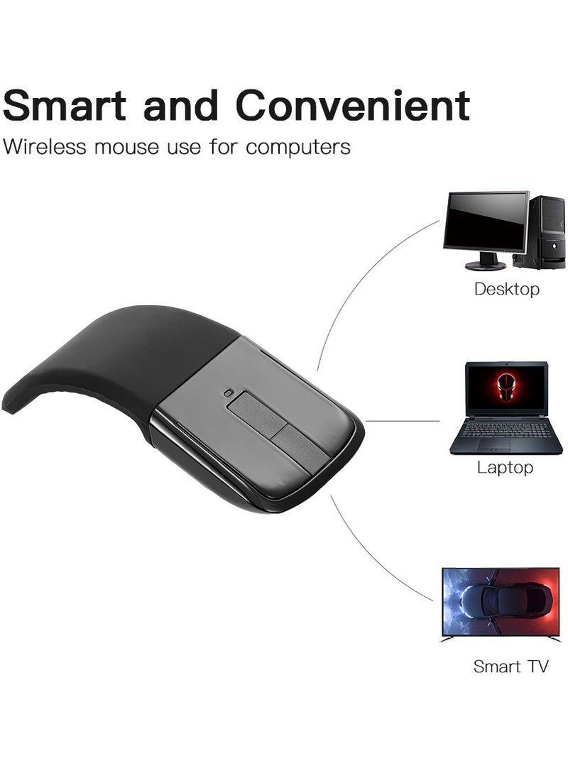2.4G Wireless Mouse with USB Arc Mouse with Touch Function Folding Optical Mice with USB Receiver Bending Mouse