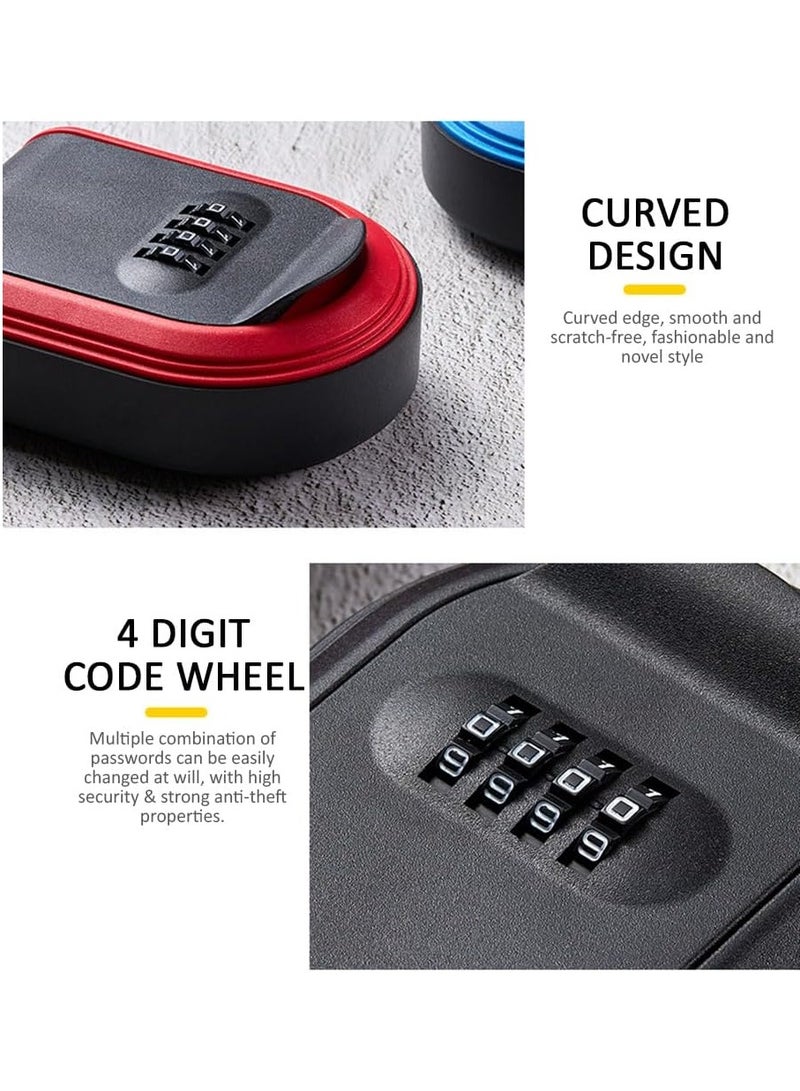 Rubik Key Storage Safe Box, Wall Mounted 4 Digits Combination Lock Box for Outdoor and Indoor Home Hotel Office (Red)  - Image 4