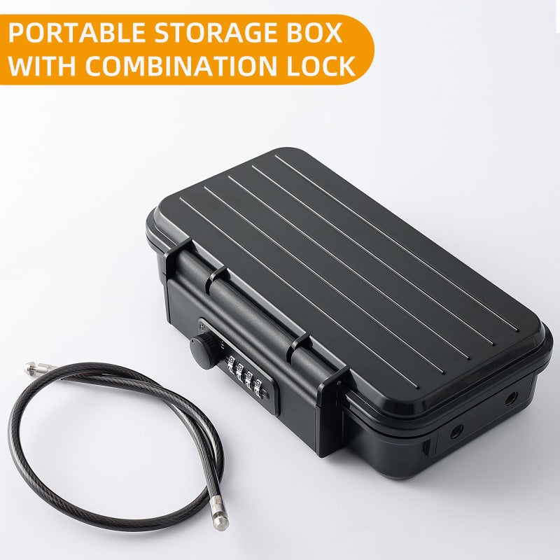 Outdoor Beach Portable Safe Box With Lock Travel Key Watch Mobile Phone Storage Case Large Capacity Detachable Steel Wire Rope Black - Image 5