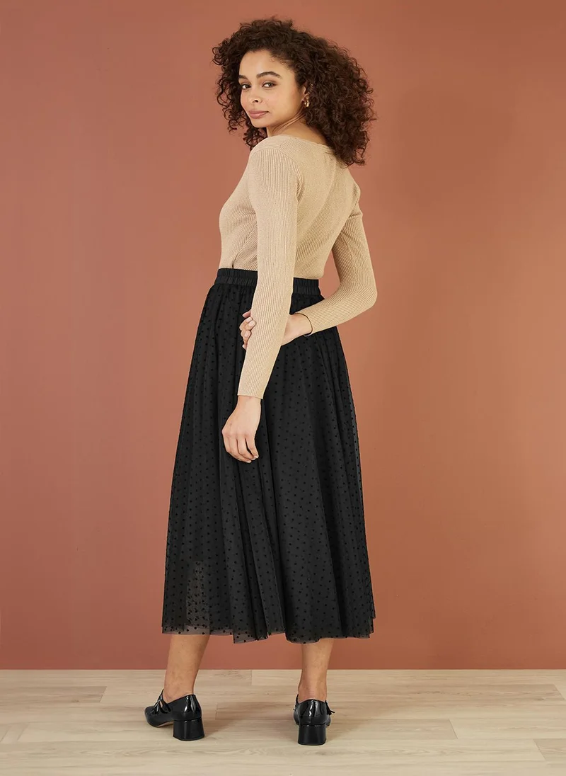 Yumi Mesh Heart Print Tulle Skirt