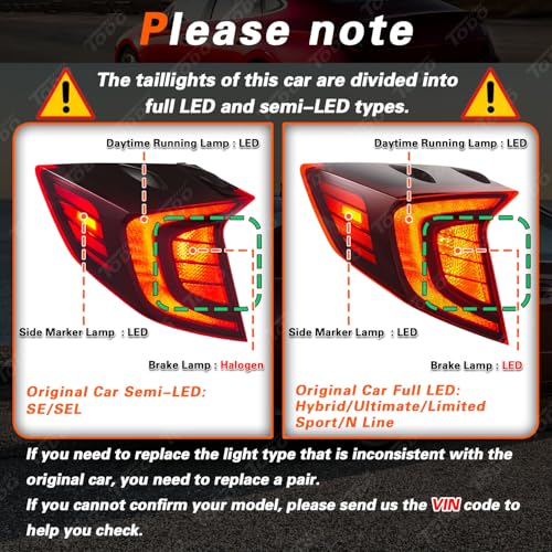 TODO Tail Light Assembly wBulbs for 2020 2021 2022 Hyundai Sonata SE SEL Plus LeftDriver Side 92401L0000HY2804167 - Image 3