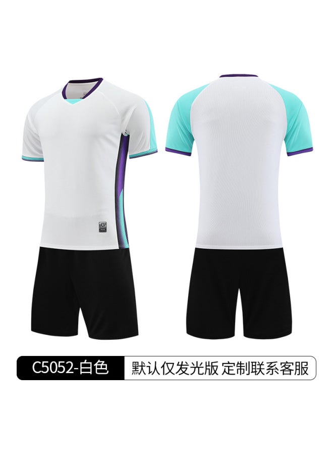 C5052-white Children's Football Game Campus Sports Meeting Team Uniform Set Toddler Football Jersey Jersey Quick-drying Training Uniform