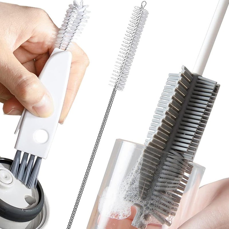 Sulfar Bottle Cleaning Brush Set, Long Handle Silicone Cleaner Brushes, Thermos Lid Cup Brush, Drinking Straw Brush for Cleaning Baby Bottles, Narrow Neck Bottle, Sport Water Bottle 3pcs - Image 1