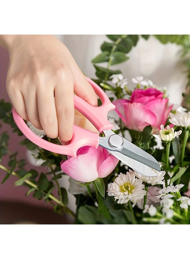 Blue Stainless Steel Garden Scissors Wide Blade Manual for Floral Arrangements and Pruning - Image 3