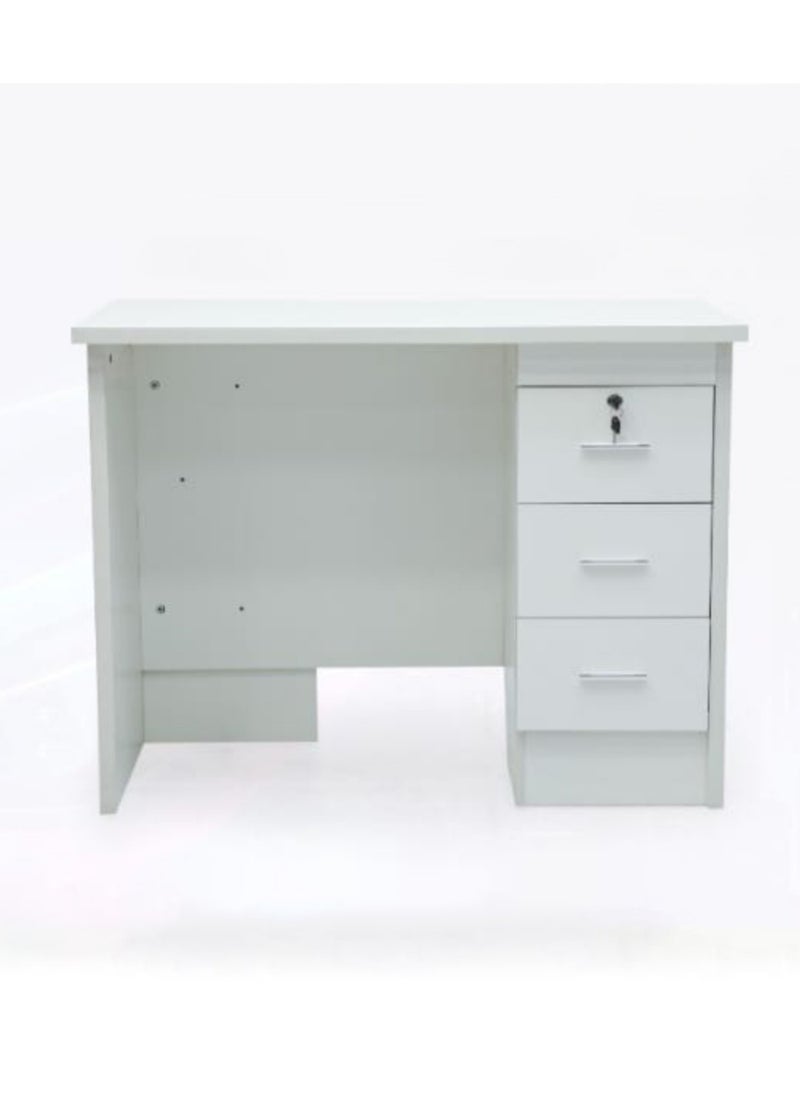 Exclusive Collection of Ultra-Modern Wooden Executive Desks with Locker Drawers – White, 100cm