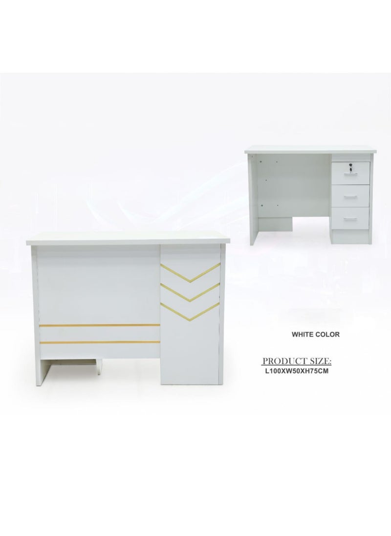 Exclusive Collection of Ultra-Modern Wooden Executive Desks with Locker Drawers – White, 100cm