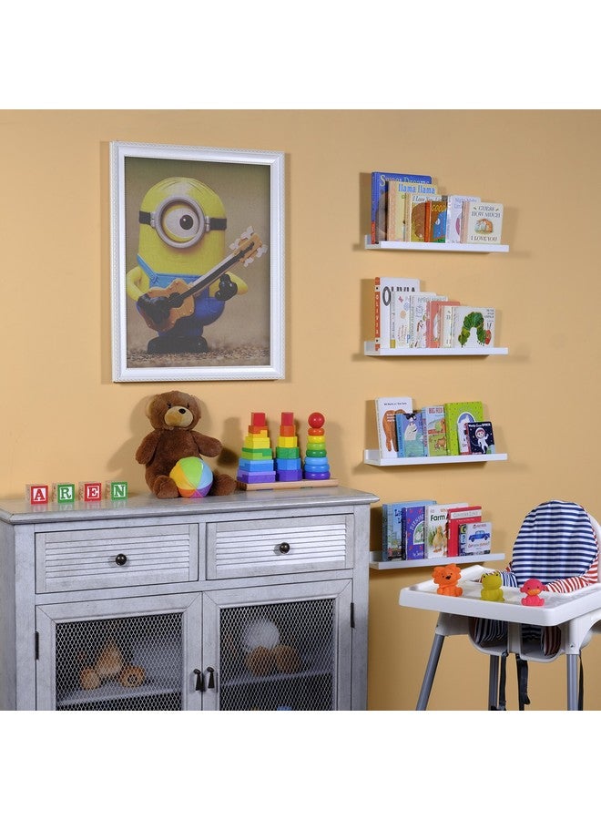 Wallniture Denver Wall Mounted Floating Shelves for Nursery Decor - Kid’s Room Bookshelf Display - Picture Ledge 17 Inch Set of 4 (White) - Image 2