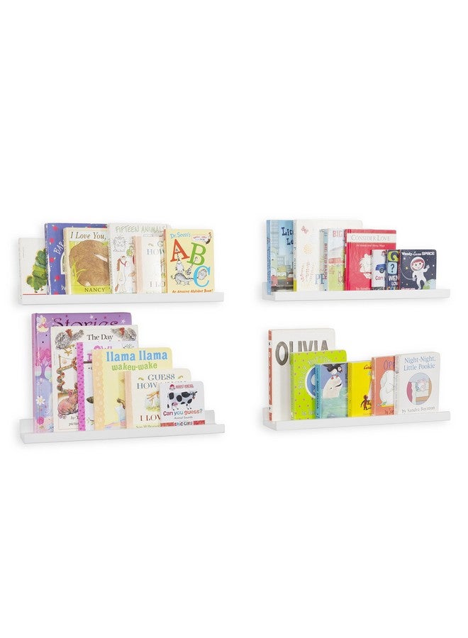 Wallniture Denver Wall Mounted Floating Shelves for Nursery Decor - Kid’s Room Bookshelf Display - Picture Ledge 17 Inch Set of 4 (White) - Image 1