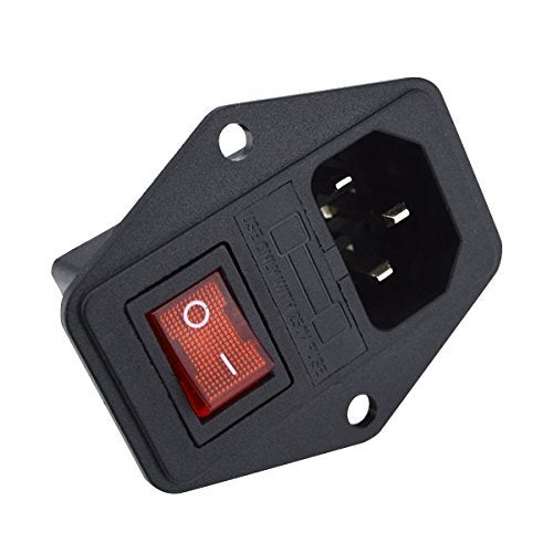URBEST Inlet Module Plug 5A Fuse Switch Male Power Socket 10A 250V 3 Pin IEC320 C14 - Image 1