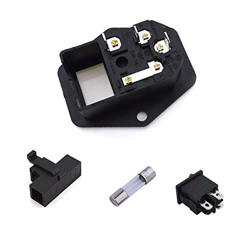 URBEST Inlet Module Plug 5A Fuse Switch Male Power Socket 10A 250V 3 Pin IEC320 C14 - Image 2