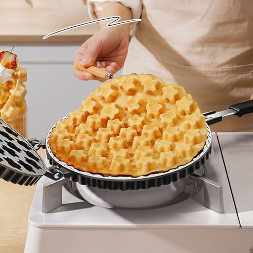 NSXAYIWE Bubble Waffle Maker, Star Pattern Nonstick Double Side Hong Kong Egg Waffler Iron, 360° Rotating Portable Egg Waffle Maker for Household Kitchen, Ready in under 5 Minutes - Image 2