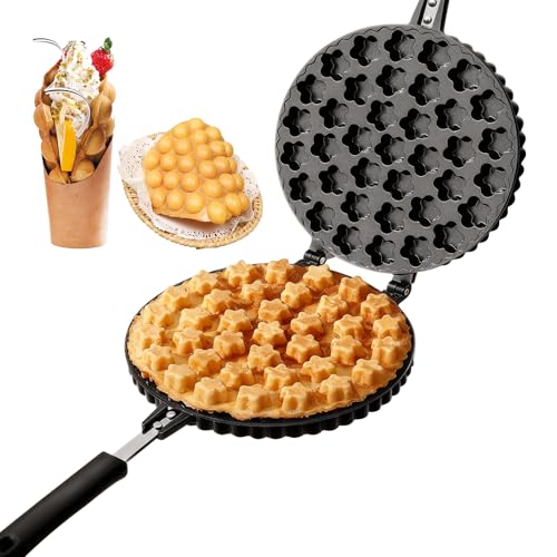 NSXAYIWE Bubble Waffle Maker, Star Pattern Nonstick Double Side Hong Kong Egg Waffler Iron, 360° Rotating Portable Egg Waffle Maker for Household Kitchen, Ready in under 5 Minutes - Image 1