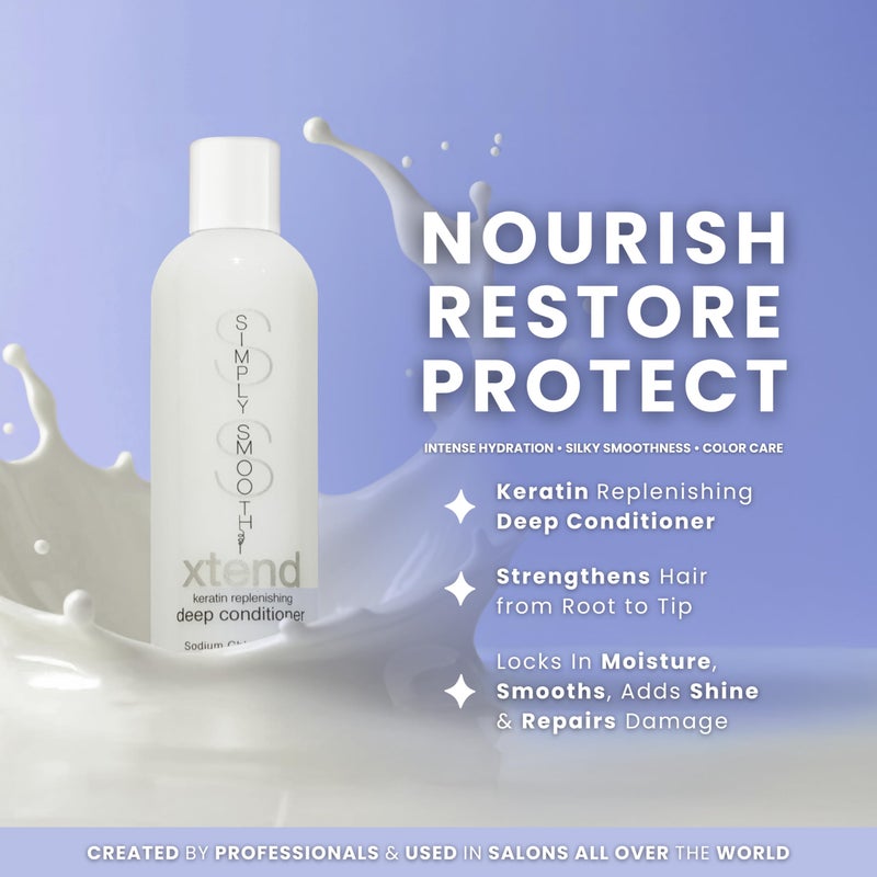 SIMPLY SMOOTH Xtend Keratin Deep Conditioner â€“ Lightweight Hydrating Hair Mask for Dry, Damaged, Color-Treated, Curly, and Keratin-Treated Hair â€“ Frizz Control, Repair, Softness, Shine, 8.5 oz - Image 2