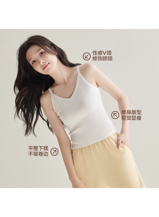 Red Bean V-Neck Vertical Stripe Camisole, Women'S Back, Versatile Sleeveless Top, Can Be Worn As Outerwear Or Layered, Ladies' Tank Top - Image 3