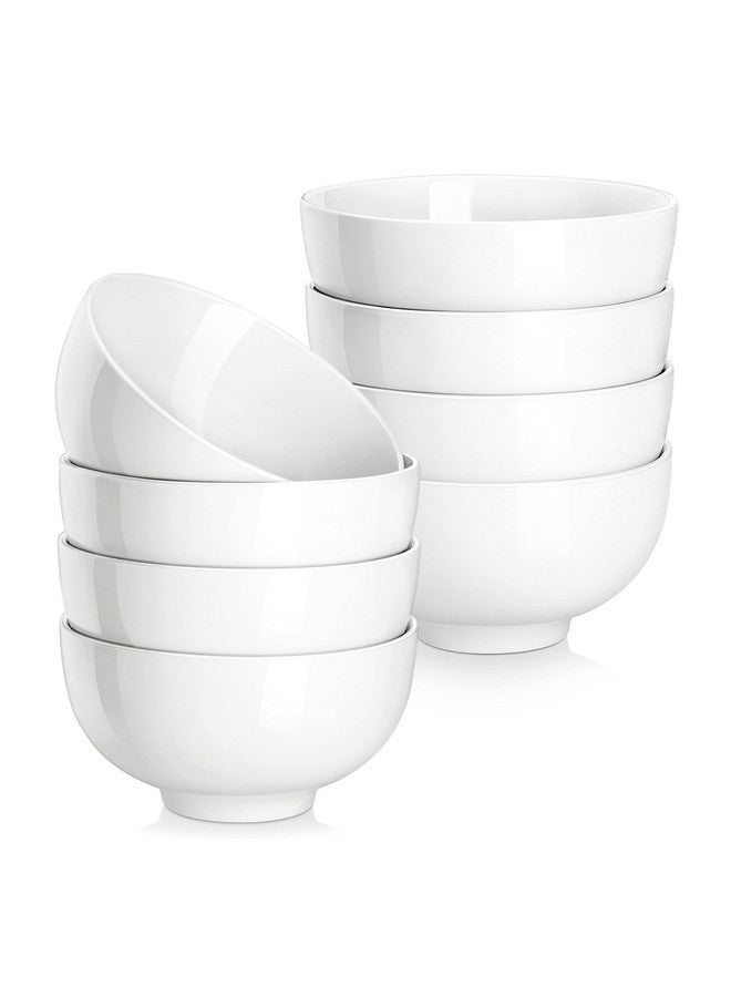 MALACASA 10 OZ Small Bowls Set of 8, Porcelain Ice Cream Compact Bowls for Kitchen, White Ceramic Bowl for Dessert, Snack, Rice, Dishwasher & Microwave Safe, Series REGULAR - Image 1