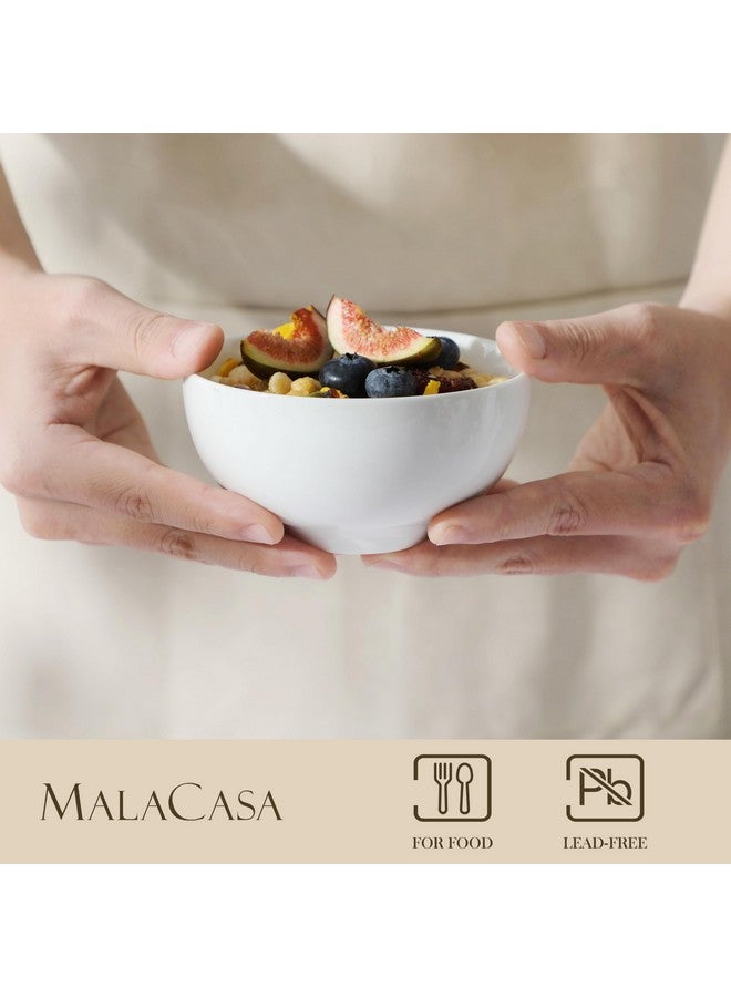 MALACASA 10 OZ Small Bowls Set of 8, Porcelain Ice Cream Compact Bowls for Kitchen, White Ceramic Bowl for Dessert, Snack, Rice, Dishwasher & Microwave Safe, Series REGULAR - Image 3