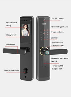 Keyless Entry Door Lock Remote Unlock Apps Voice Alarm Ringing Doorbell Smart Door Lock Electric Smart Lock Fingerprint Security Entry Door Lock with Display (Black) - pzsku/ZF83372F1F78EF25677C5Z/45/_/1714203220/bd2257fd-4e00-42ac-961a-b40977048e17