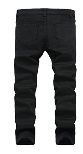 FREDD MARSHALL Boy's Black Slim Fit Skinny Jeans Ripped Elastic Waist Pants with Zipper for Kids,Black,8 Slim - Image 2