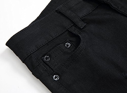 FREDD MARSHALL Boy's Black Slim Fit Skinny Jeans Ripped Elastic Waist Pants with Zipper for Kids,Black,8 Slim - Image 3