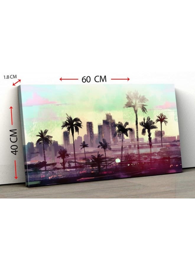 Home Gallery - Canvas Wall Art, Abstract Framed Portrait of palm trees in Los Angeles 120x80cm - Image 1