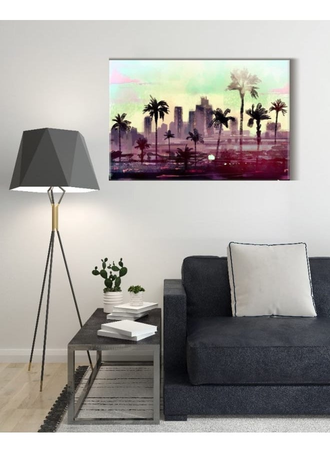 Home Gallery - Canvas Wall Art, Abstract Framed Portrait of palm trees in Los Angeles 120x80cm - Image 1