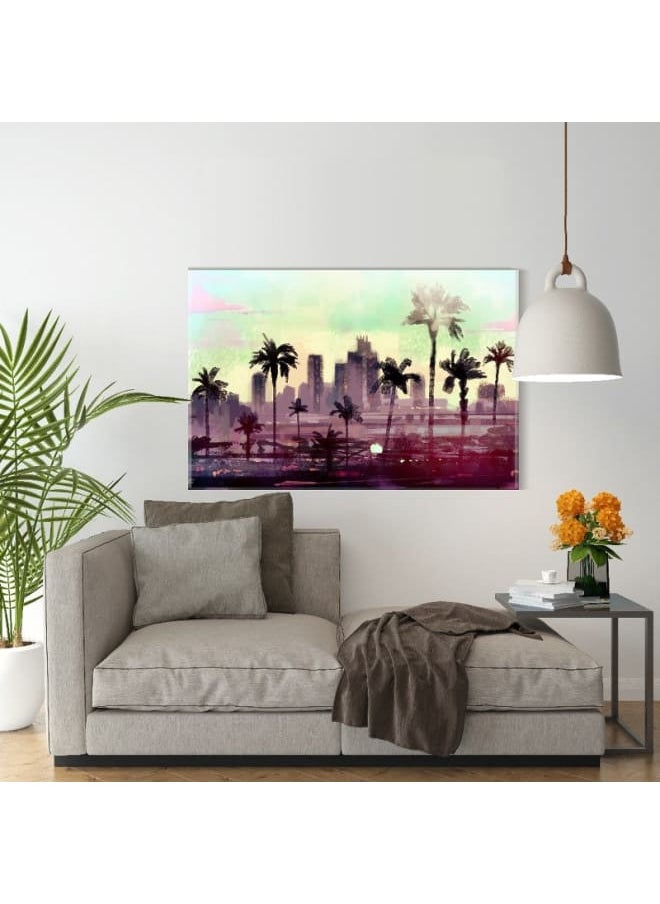 Home Gallery - Canvas Wall Art, Abstract Framed Portrait of palm trees in Los Angeles 120x80cm - Image 1