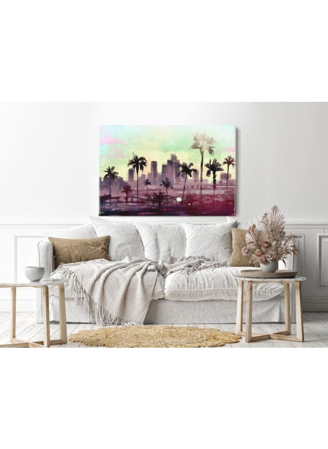 Home Gallery - Canvas Wall Art, Abstract Framed Portrait of palm trees in Los Angeles 120x80cm - Image 1