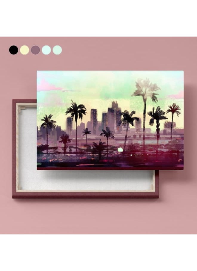 Home Gallery - Canvas Wall Art, Abstract Framed Portrait of palm trees in Los Angeles 120x80cm - Image 1