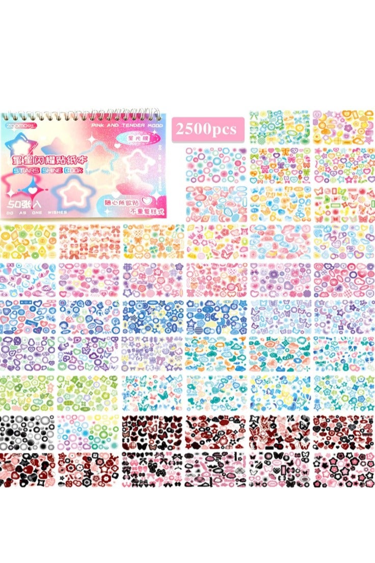 2500PCS Kpop Photocard Stickers Book - Glitter, Butterfly, Heart, Ribbons Deco Stickers for Kids, Girls, Boys - Image 1