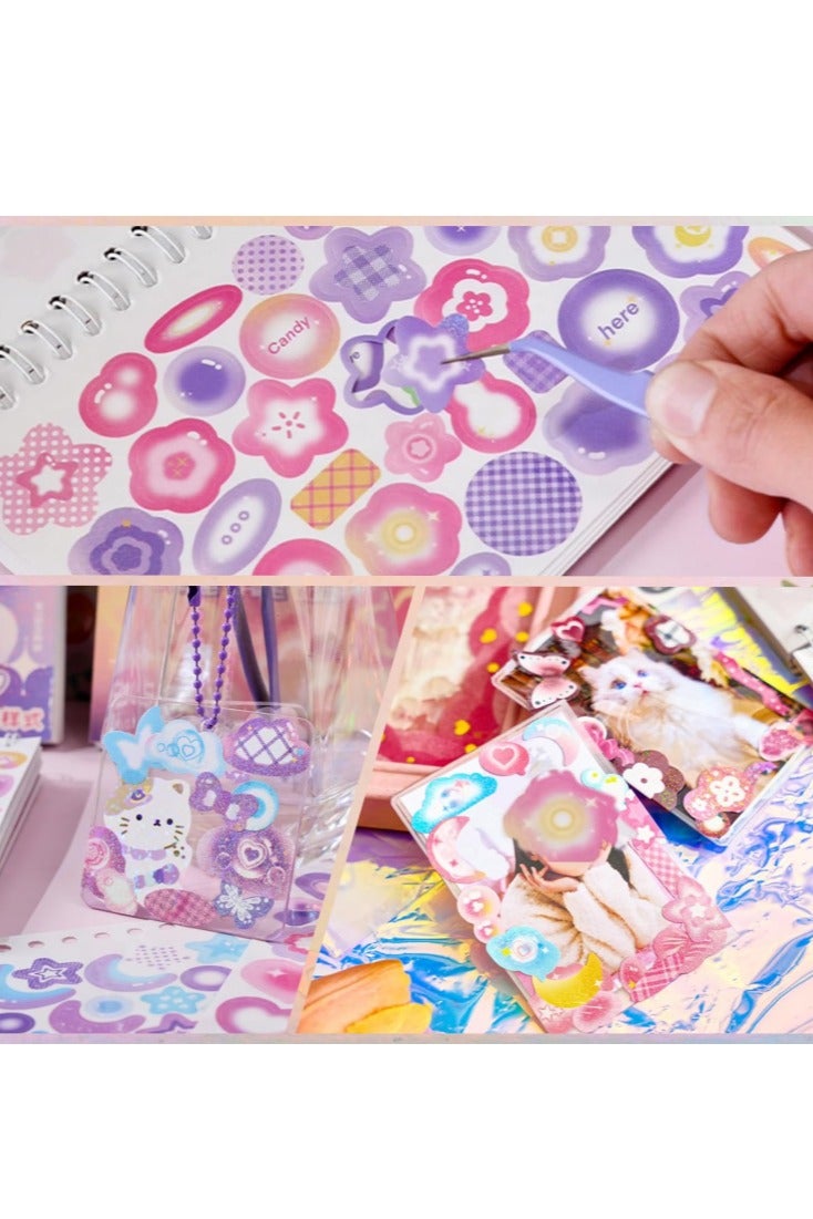 2500PCS Kpop Photocard Stickers Book - Glitter, Butterfly, Heart, Ribbons Deco Stickers for Kids, Girls, Boys - Image 4