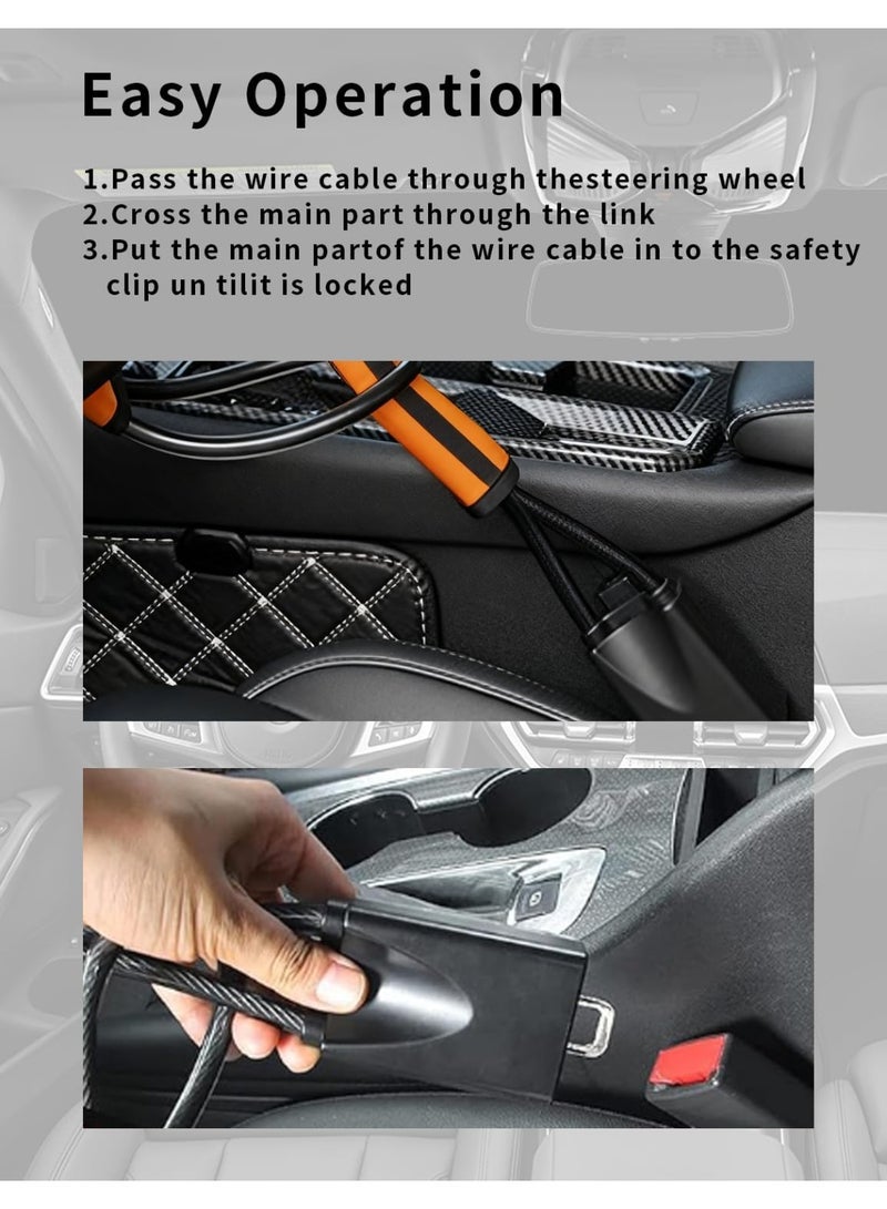 Soofam Reflective Stripe Steering Wheel Lock,Seat Belt Lock,Car Anti-Theft Lock Device,Wheel Locks Suitable for Cars SUV Golf Cart Trucks with 3 Keys,(Yellow) - Image 3